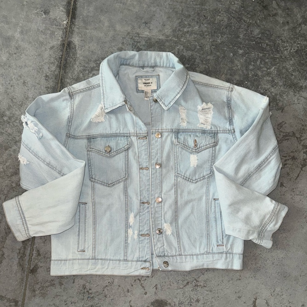 Distressed Denim Jacket, Oversized